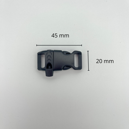 Boucle rapide sifflet d'urgence plastique noir 20 mm
